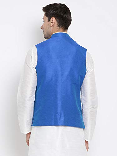 Image of VASTRAMAY Men's Beige Cotton Silk Blend Ethnic Jacket