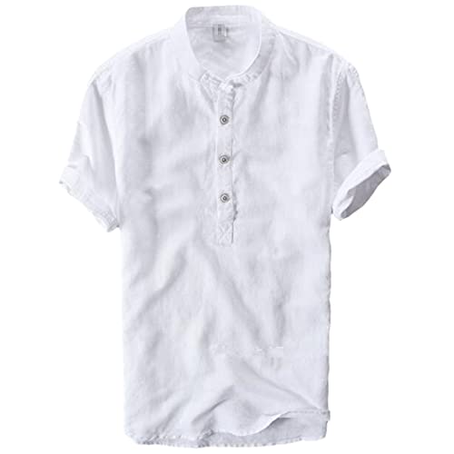 Chemise d'été décontractée anti transpiration en coton lin respirant taille 3XL