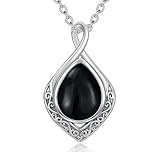 enjoylifecreative Filigree Black Onyx Necklace 925 Sterling Silver Infinity Pendant Birthday Christmas Jewellery Gifts for Women