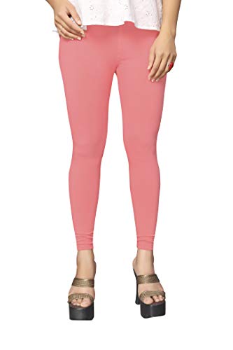 Image of Women's Cotton Skinny Leggings with Ankle Length Solid Pattern Mid Rise and Elastic Closure | Cotton Skinny Leggings for Womens
