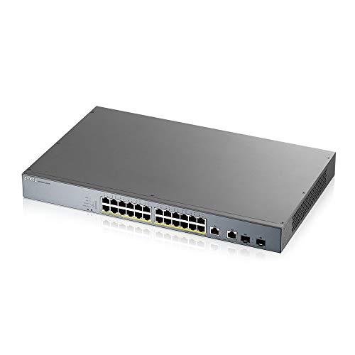 Image of Zyxel 24-Port PoE Switch | Smart Managed Gigabit Ethernet Splitter | 24x PoE+ with 375W Budget + 2X GbE Combo Ports | Nebula Cloud Management | TAA Compliant | GS1350-26HP