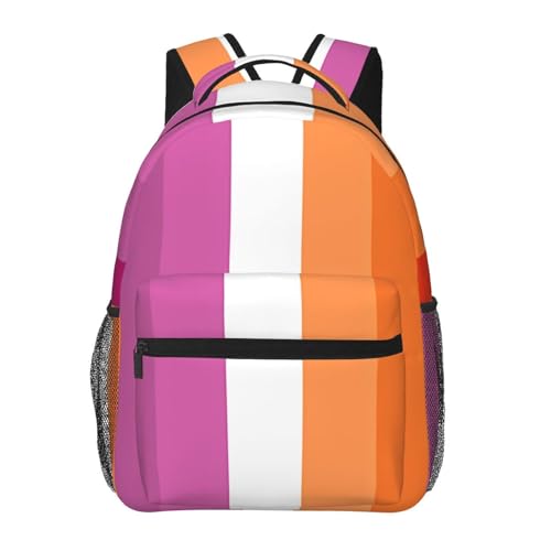 Orange Magenta Lesbian Pride Flag Backpacks 15 Inch Laptop Backpack Multipurpose Double Shoulder Bag For Men Women Gifts