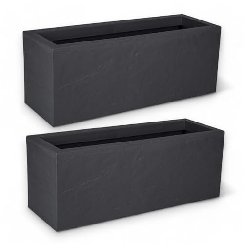 Pincho Jardinera Decorativa Grande para Interior y Exterior - Macetero Efecto Piedra de 80x36x35 cm, Ideal para Plantas Naturales y Orquídeas, Macetas Decorativas Modernas (2, 80x30x30cm)
