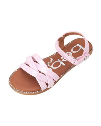 bebe Girls' Sandals - Two Strap Open Toe Flat Dress Sandals with Heart Accent, Easter Summer Shoes for Little and Big Girls