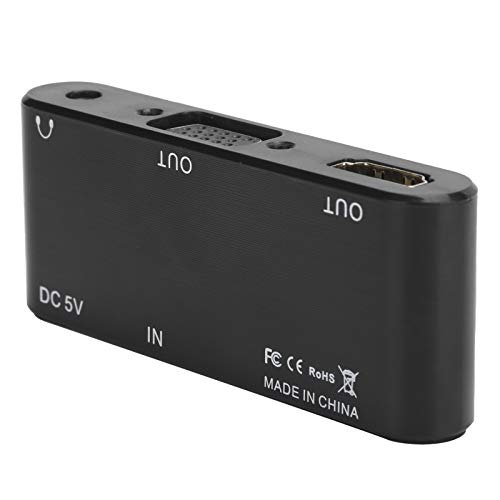 Convertidor de Audio y Video, HDMI a VGA/Audio/HDMI Converter Adaptador de Audio y Video con Conector de Audio de 3.5 mm para DVD / / Laptop/Set Top Box/Reproductor HD/Laptop