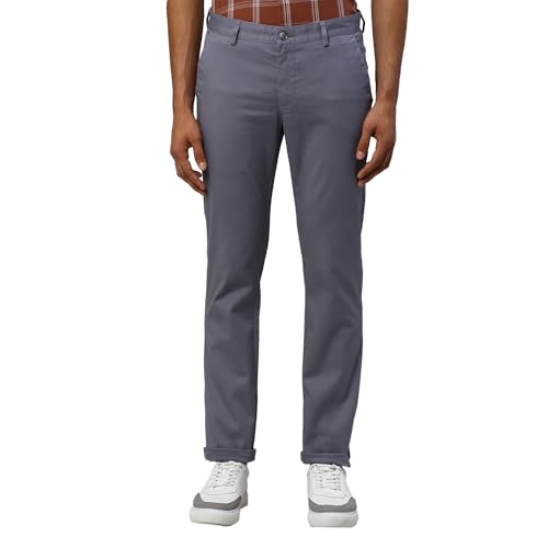 Image of Park Avenue Men's Regular Fit Mid Rise Neo Fit Cotton Blend Solid Pattern Flat Front Casual Chinos