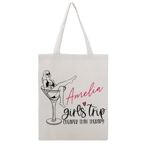 Image of JDYANSHENG Martini Glass Woman Silhouette Pink Text Canvas Tote Bag, Perfect for Outdoor Picnic, Party, Shopping, Travel-Ideal,Sturdy Handles,Inspired Gift 38x46cm