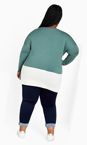 Image of Avenue Women's Plus Size Sweater So Sweet in Seafoam /Ivory, Size 1416