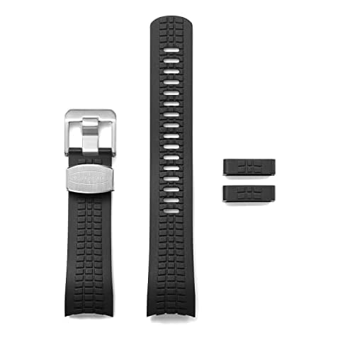 Crafter Blue CB11 Curved End Watch Band Rubber Strap Replacement for Seiko SKX series, SRPDxx series and new Seiko Sports 5, Black Cover
