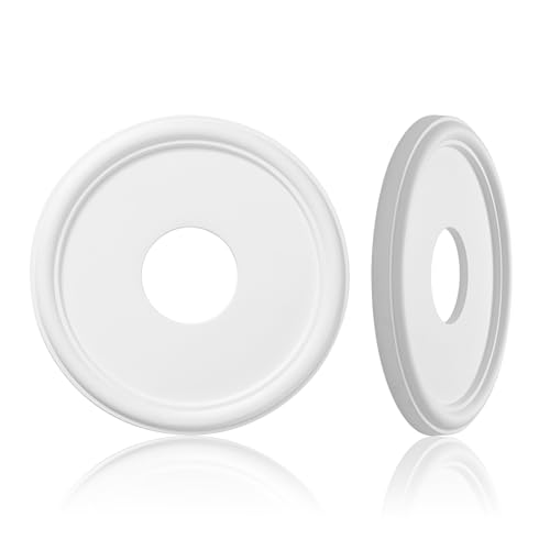 Image of White Molded PU Ceiling Medallion, 13 inch OD x 4 inch ID x 1 inch P | For Light Fixtures And Ceiling Fans, Fits Canopies Up To 10.25 inch