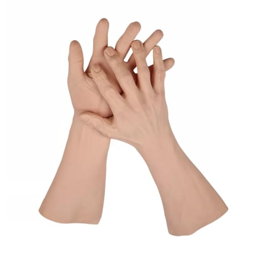 Oppaionaho Realistic Silicone Old Man Gloves Prosthesis Hands Sleeve Artificial Arm Cover Scar for Halloween Cosplay (#03,Right Hand)