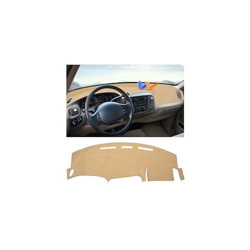 Image of Autorder Beige Dashboard Cover Mat for 1997-2003 Ford F150 F-150 /F250 /Expedition /F150 Heritage Accessories Dash Cover Upgrade Polyester Dash Mat Sunshade Glare UV Rays Protector