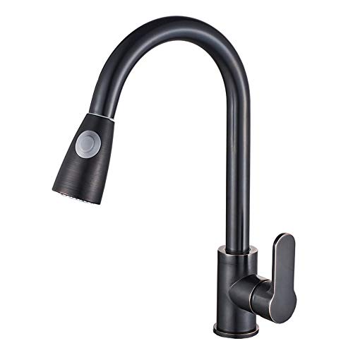 Robinet de cuisine cuivre noir flexible pour nettoyer les grands éviers