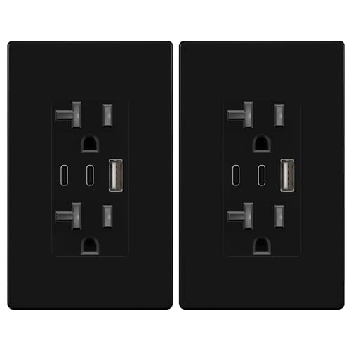 TOPGREENER 4.2A 21W 3-Port Type C USB Outlet, 20 Amp Receptacle P...