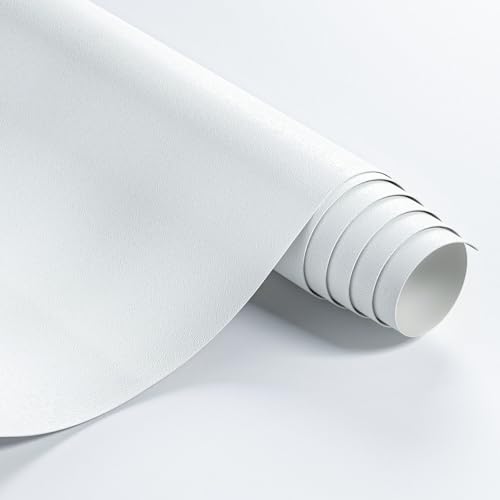 Image of Homease Solid White Wallpaper 24 x 196 inch Thick Matte White Contact Paper Decorative Peel and Stick Wallpaper for Shelf Liner Cabinet Table Door Waterproof Vinyl Self Adhesive Film