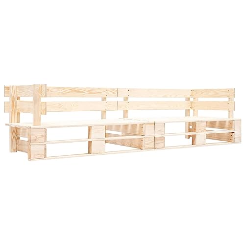 QZZCED Sofá de Jardín de Palets 2 Plazas Madera Natural para Exterior con Diseño Atemporal y Fácil Montaje, Resistente a la Intemperie y de Construcción Sólida para Patio o Terraza