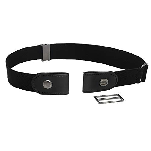 Moilant Elastischer Bund Elastischer Gürtel ohne Schnalle Damen - Schnallenfreier Gürtel Damen oder Herren Gürtel - Unsichtbarer justierbarer Stretchgürtel (Black, one size) Cover