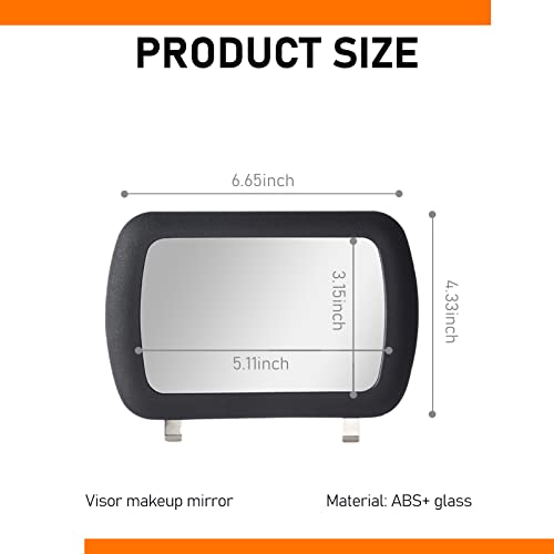 Qodolsi Pack-1 Car Sun Visor Makeup Mirror, 6.6" X 4.3" Sun Visor Mirror Clip, Abs Portable Framed Vanity Mirror Universal For Most Cars Suvs (Black) #TOP1