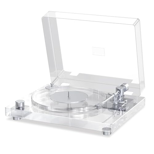 Vinyl Record Player,Transparent Acrylic Bluetooth Turntable with Magnetic Cartridge, 2-Speed Belt-Drive, Stylish Clear Vinyl Record Player for Home Decor & Gifts for Music Lovers, Aux-in Functionality