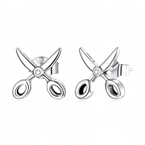 Boucles d'oreilles ciseaux en argent sterling 925 pour femme éclatant