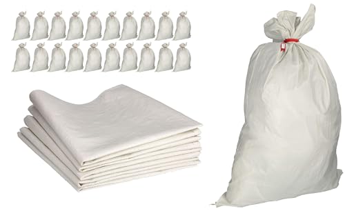 ToolSpace 20x Sacchi in Rafia Polipropilene 65×105 cm Sacchi Resistenti per Carico Pesante 50 kg Edilizia Cantiere Smaltimento Sacco di Sabbia Antiallagamento vuoti Rifiuti Costruzione Sabbia