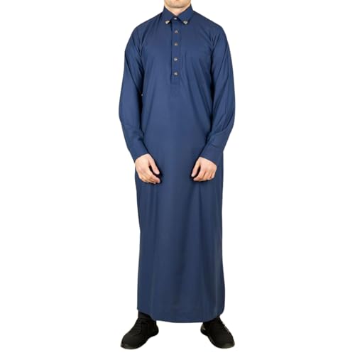 Thobe camisa para hombre azul marino de manga larga y corte tradicional