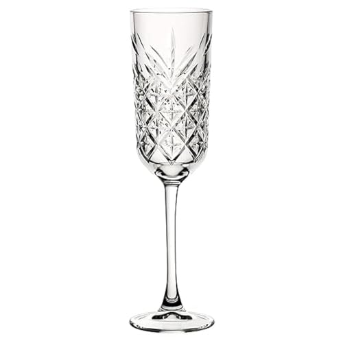 Image of Forestamart Elegant Crystal Champagne Flutes Set of 4-180ml Lead-Free Quality Glass with Diamond Pattern Perfect for Parties Gifting Prosecco & Sparkling Wine
