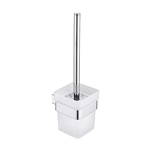 Contemporary Square Toilet Brush & Holder Set - Wall-Mounted Glass Cup, Polished Bathroom Accessories for Modern Decor, Space-Saving Design, Easy to Clean