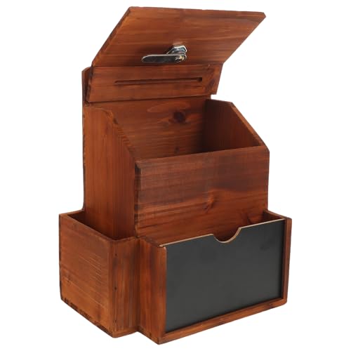 Healeved Caja de Sugerencias Vintage de Madera Maciza 203X15X27 CM con Cerradura y Llave Urna Electoral y Contenedor Seguro para Donaciones y Propinas Almacenamiento Confidencial para
