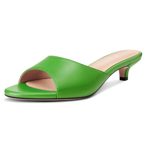 Image of TNYNFBEB Womens Low Kitten Heel Open Toe Sandals Mules Shoes Slingback Prom Party Dress Summer 1.4 Inches Heels