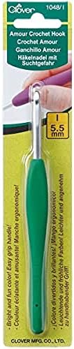 Clover CL1050 Amour Crochet Hook: 2.0mm, Metal, 2mm, Green