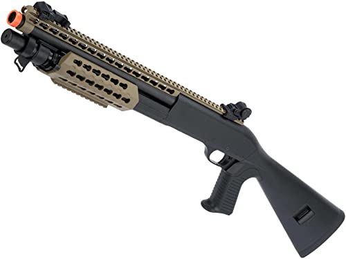 Evike Airsoft - CYMA Sport M3 3-Round Burst Multi-Airsoft Shotshell Loading Airsoft Shotgun (Model: Full Stock CQB w/Keymod/Tan)