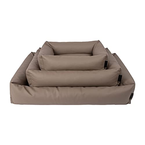 District 70 URBAN - Stoere design hondenmand - Imitatie leer - Verkrijgbaar in drie maten - Donkergrijs, Latte of Taupe - Kleur: Latte, Maat: S - 60 x 44 x 15 cm