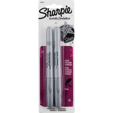 Image of Sharpie Metallic Permanent Markers, Fine Point, Silver, For Black Paper or Dark Surfaces, Arts & Crafts, Posters (Pack of 12)