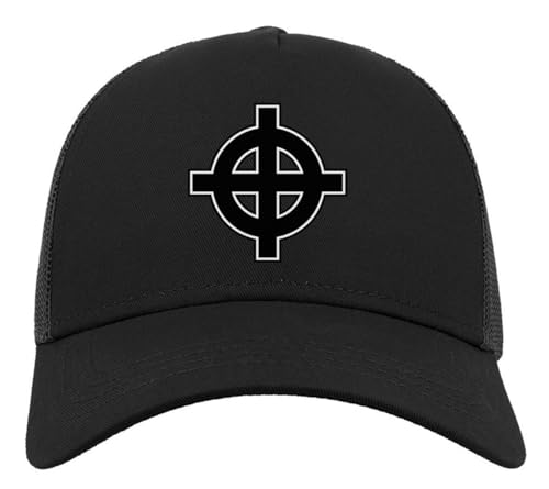 Casquette de camionneur en coton avec croix celtique païenne demi-maille noir