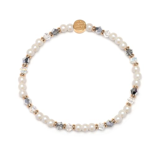 Strand of Pearl Bracelet, The Original Word Bracelet, Made with Colorful Beads and Plated Brass Hardware, Handcrafted Design & Positive Message, Size ML