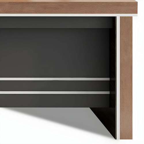 Image of Lakdi The Furniture Co Director & Executive L-Shape Office Table Luxury Desk Made in Particle Board with Side Unit, 3 Drawer Wire Manager & Cup Space - Brown 5-Year Warranty & Free Assembly-LDL-624
