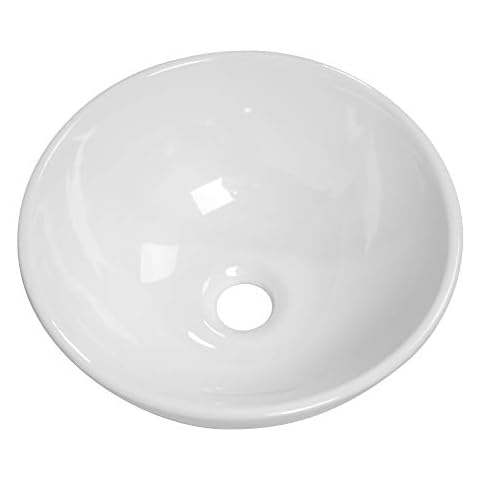Vessel Sink Small Round - Kichae 13"x13" Modern Bathroom Round Above Counter White Porcelain Ceramic Vessel Vanity Sink Art Basin Cover
