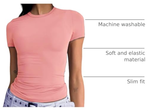 Image of Abardsion Women's Casual Basic Slim Fit T Shirts | Summer Clothes 2026 Going Out Crop Tops Short Sleeve Crew Neck Ladies Tees