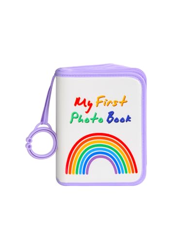 Image of XFveiwoo Baby's My First Family Photo Album for Baby Holds 21 4x6 Photos, Baby Photo Album Soft Cloth Book My First Album for 4x6 Baby Shower Kids Toddlers Pictures Toddler Photo Album (Purple)