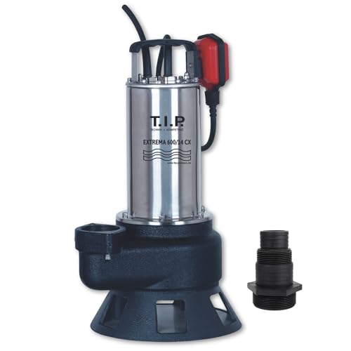 T.I.P. Extrema 600/14 CX Edelstahl Schmutzwasser Tauchpumpe - Baupumpe mit 36.000l/h Leistung, Wasserdicht, Robust für Flüssigkeit bis 95°C, 30194