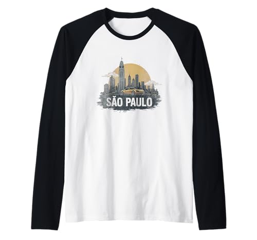 Retro São Paulo Paisaje Vintage Recuerdo Camiseta Manga Raglan