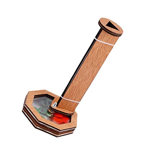 Toyvian DIY Wooden Kaleidoscope Kit Portable Rotating Design for Creative Refillable Outdoor Educational and Entertaining Present Choice to Imagination and