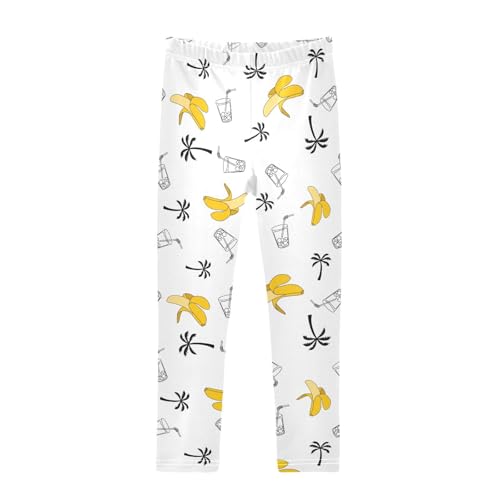 Banana Cocktail Girls Leggings,Workout Leggings for Girls Toddler Athletic Leggings Size for 3-10T