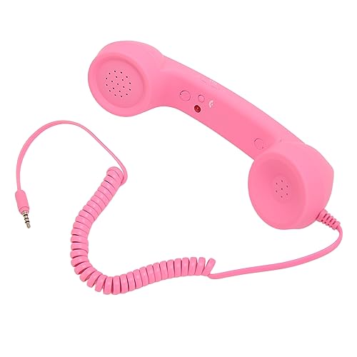 Retro Trådbunden Telefonlur 3,5 Mm - Strålningssäker (Rosa)