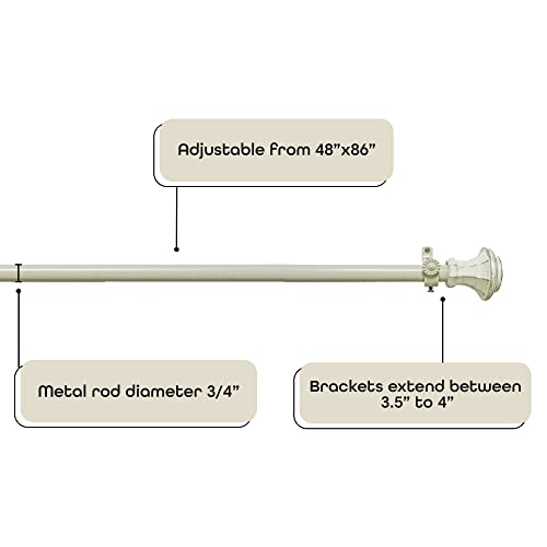 Image of Decorative Window Curtain Rods With Finials, 48 To 86 Inches, 0.75 Diameter - Buono II, Carson Series - Lightweight & Easy To Install, Adjusts Telescopically To Fit Any Window by Achim Home Decor