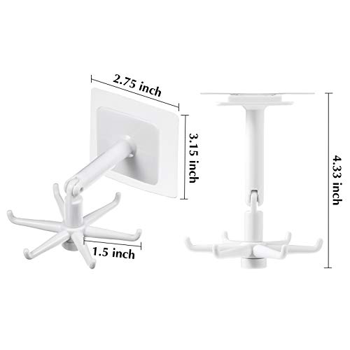 8 Pieces 360 Rotating Folding Hook Multipurpose Hanging Utensil Holder Hook 180 Degrees Vertical Flip Self Adhesive Hook Utensil Rack With 6 Hooks For Kitchen Bathroom Cabinet Towel, Black, White #TOP2