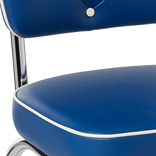 Richardson Seating Chrome Diner Chair With Button Tufted Back And 2" Box Seat, Null, Metal, Royal Blue #TOP5