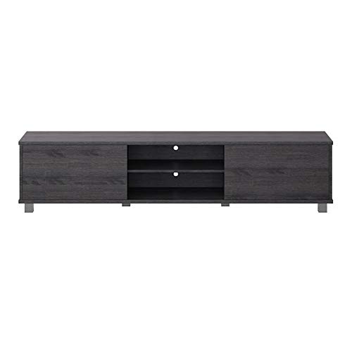 Corliving Hollywood Dark Gray Wood Grain Tv Stand With Doors - For Tvs Up To 85" #TOP18