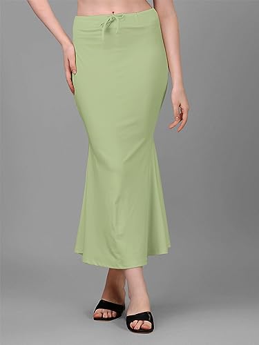 Image of Women's Saree Shapewear Petticoat, Cotton Blend Stretchable Mermaid Skirt, High Waist Tummy Control, Smooth Curve Fit with Adjustable Drawstring